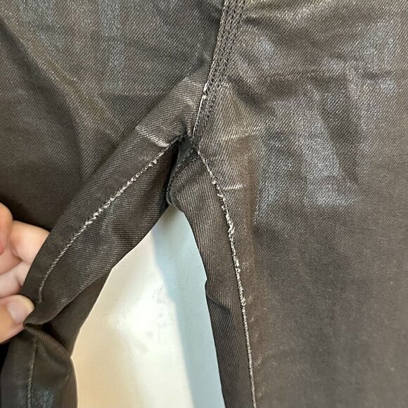 AllSaints Spitalfields Chocolate Brown Wax Coated Zipper Skinny Jeans - Size 27 - Picture 5 of 9